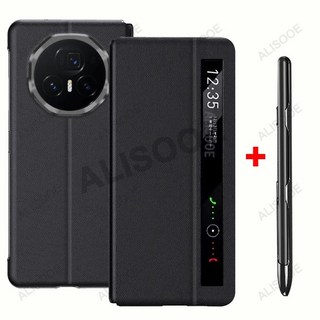 아너 매직 V3 용 터치 펜 슬롯 플립 커버가죽 케이스스마트 뷰 보호 휴대폰 Capa5G, 01 아너 매직 V3, 01 Black- with Pen