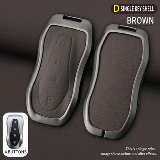 쿠쿠스토어 금속 가죽 자동차 키 케이스 커버 Geely Tugella 2020 Boyue Atlas Pro Gili 보호 쉘 체인 Fob, 07 brown, 01 CHINA