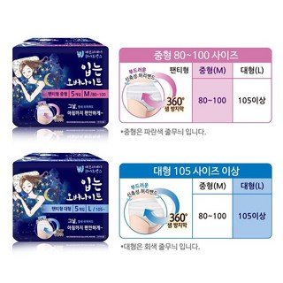 화이트센스 입는 대형 오버나이트, 5개입, 2개