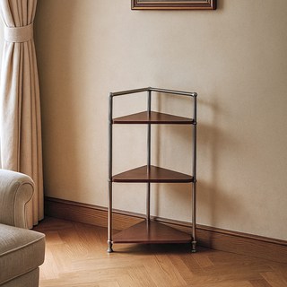 에프룸 미드센츄리 자작원목 코너장 수납 모듈선반 완조립, 자작 원목, 3단