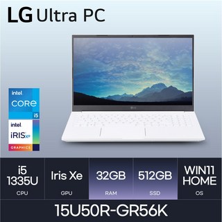 LG전자 울트라PC 15U50R-GR56K, WIN11 Home, 32GB, 512GB, 화이트