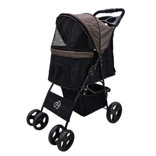 뽀또펫 경량 강아지 개모차 일체형 폴딩 펫 유모차, 블랙+브라운