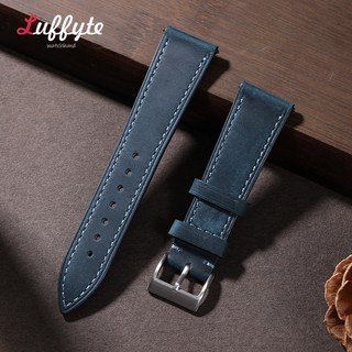 레트로 호스 소가죽 시계 스트랩 편안한 캐주얼 시계 액세서리 시계 밴드 18mm 19mm 20mm 21mm 22mm, [01] blue, [01] 18mm
