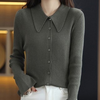 에리페 여성용 미야 카라 골지 니트 가디건