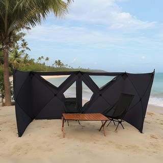 Frokom 윈드스크린 원터치 오토 바람막이 캠핑 윈드스크린 타프 사이드월, 블랙