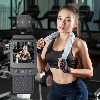 Mochae WiFi 액션캠 휴대용 고화질 바디캠 손떨림방지 녹음 카메라 180도 회전 렌즈 자전거 블랙박스+64G메모리카드, 블랙