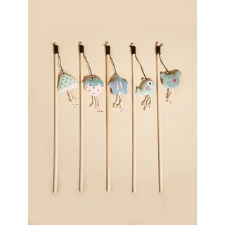 댕냥이 고양이 장난감 니트 낚시대 테잎 세트 무지개 4종, 1개, V. 인형 코튼 로프 고양이 티저, 1개