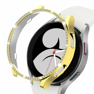 어프리비 갤럭시 워치4 클래식 샤인 큐빅 범퍼 풀커버 케이스 40mm 44mm 42mm 46mm, 골드