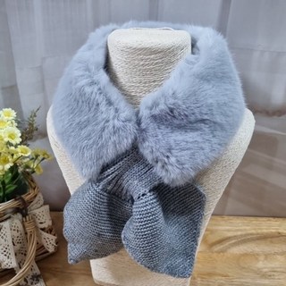 리앤베르 고급 H고리 페이크퍼 니트 머플러 목도리