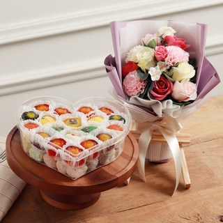 엠케이크 Special 떡케이크 D 선물세트 생일 케익 기념 생신 칠순, S 떡케이크 D+꽃다발20, 1개, 2kg