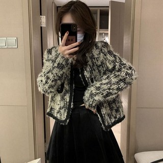 FANSYLI 트위드코트 여성 가을겨울 숏자켓 점퍼 안감패딩 바람막이 코트 L9S013