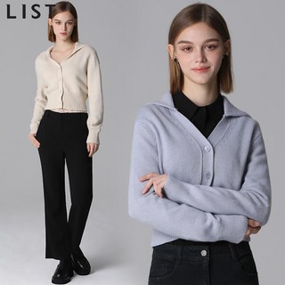 [리스트(LIST)] 울 세일러 카라 니트 가디건 (택가격198000원)