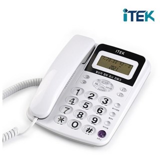 아이텍_ 램프 발신자표시 강력벨 빅버튼 유선 전화기 IK-300WH 화이트, 단품없음