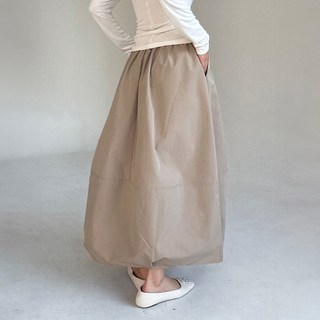 [라벤다코드]여성 허리밴딩 주름 셔링 롱 플레어 스커트