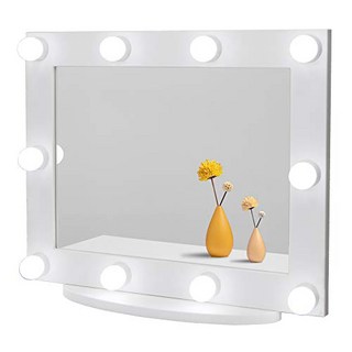 Waneway Hollywood Vanity Mirror with Lights Large 조명이 있는 Waneway 헐리우드 화장대 거울 탈의실 및 침실용 대형 조명 화장 거울, White, 1개