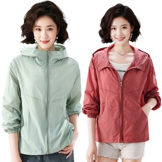 WEIHAN 여성 캐주얼 자외선차단 경량자켓 루즈핏 여름 후드집업 아우터