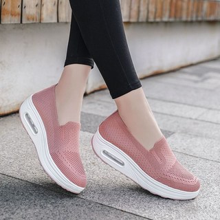 여성 메쉬 쿠셔닝 스니커즈 통기성을 키높이 워킹화 패션 스니커즈 플랫슈즈