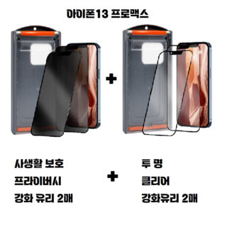 1+1 (총4매) 아이폰 원터치 자동 부착 사생활보호+강화유리 프라이버시+클리어 풀커버 가이드툴 롤러퀵핏, 1세트