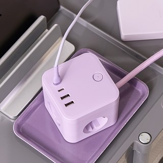 라이프썸 큐브 멀티탭 3구 4포트 USB C타입 1.8m (LFS-HA53) 4종 택1, 1개, 라일락