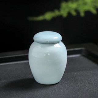 유골함 LED 원목 반려동물 추모공간 추모함 아카시아원목 도자기로 만든 미니 애완 동물 유골 손으로 그린 화장 항아리 상자 꽃병, 1개