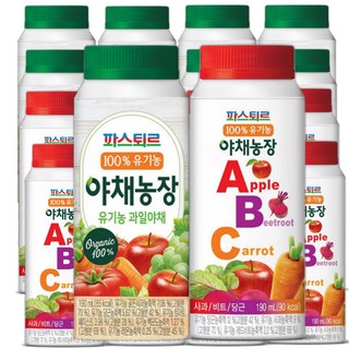 파스퇴르 유기농 야채농장 190mlx30팩 과일야채15팩+ABC15팩 냉장무료배송, 1세트