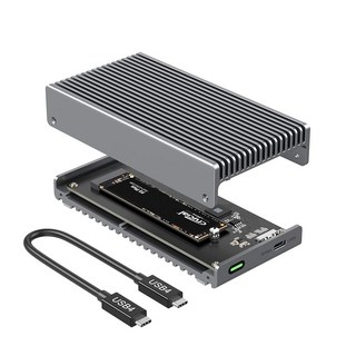 Qwiizlab 팬리스 40Gbps USB4 썬더볼트 외장 SSD 인클로저(알루미늄 히트 싱크 섀시 포함) 최대 8TB까지 M.2 NVMe PCIe SSD 지원(SSD 미포함), 1개