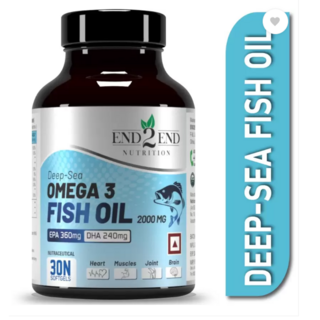 End2End Nutrition Omega 3 Fish Oil 2000mg with 360mg EPA & 240mg DHA - Heart Brain & Eye Health, 1개, 30정