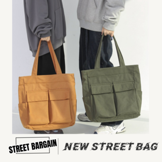 스트릿바겐 남성 여성 학생 여행용 연예인 포켓 무지 토드백 숄더백 캔버스백 에코백 가방 상품 이미지