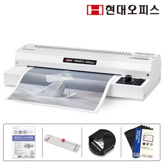 현대오피스 페이퍼프랜드 A3 코팅기 PL-4300plus+코팅지+재단기+코너라운더+자석코팅지 4롤러 온도조절 안티잼 가정용 사무용, PL-4300plus