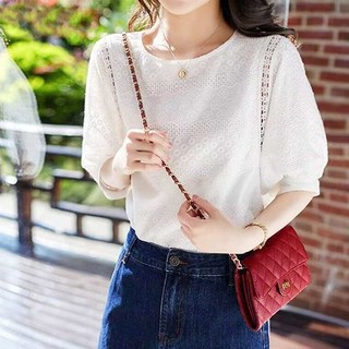 드넬 펀칭아일렛블라우스DWB51203A