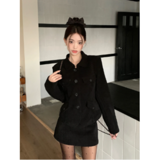 여성 검은색 슬리밍 스커트 세트