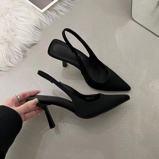 COSYEVNO 여자 뾰족 샌들 스틸레토 단화 앞막힌 뒷스트랩 하이힐