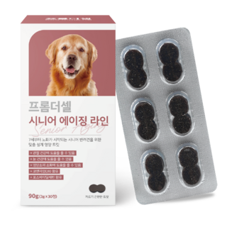프롬더셀 강아지 노견 영양제 관절 피부 피모 눈건강 백내장 치매 항산화제 30정, 종합영양제, 1개