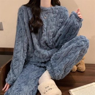체리캣 여성 기모 극세사 꽈배기 수면잠옷 세트