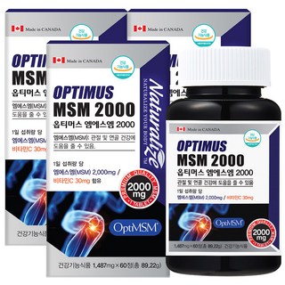 캐나다 옵티MSM 2000 OptiMSM 연골 관절 MSM 엠에스엠, 60정, 3개