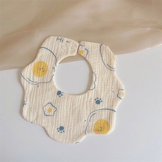 여름용 면 아기 턱받이 방수 만화 침받이 신생아용 타액수건, Yolk Waterproof, 1개