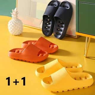 메가잇템 에바 푹신한 실내화 화장실 욕실 슬리퍼 예쁜 물빠짐 욕실화 (1+1), E세트(그레이L+베이지L), 1개 10 1+1 로모주 욕실 주방 소프트 슬리퍼 물빠짐 미끄럼방지, 1개, 옐로우+오렌지