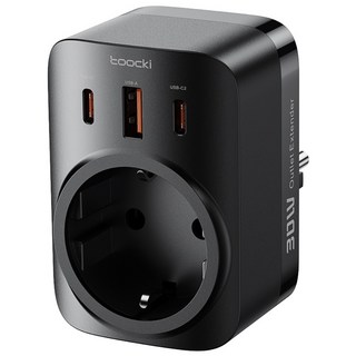 Toocki 툭키 Gan 접지 멀티 콘센트 3포트 PD 30w 고속충전 멀티탭, 1개, 블랙