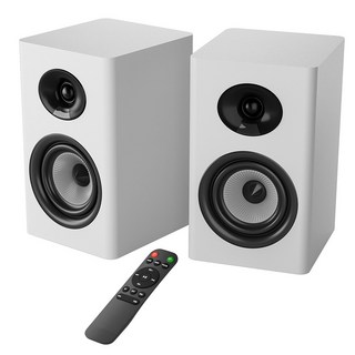 SAUNGYU 100W 앰프 서브우퍼 내장 모니터 액티브 블루투스 북쉘프 스피커 ARC/USB DAC/옵티컬, BK4020D, F화이트