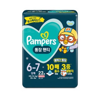 팸퍼스 통잠팬티 팬티형 기저귀, 7단계, 22매