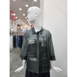 백화점 데무 메쉬 패치 프린트 블라우스 MW2506462 아울렛