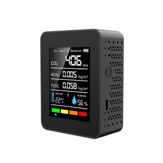 [국내배송] Aduru 공기질측정기 CO2/TVOC/포름알데히드 측정 미세먼지 PM2.5/PM10 실내용 다기능 경보기, 1개, 검정색