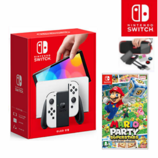 닌텐도 스위치 OLED화이트+10개 해피 악세사리+인기게임팩 풀세트 패키지, OLED-화이트+10개악세사리, 마리오 슈퍼스타즈