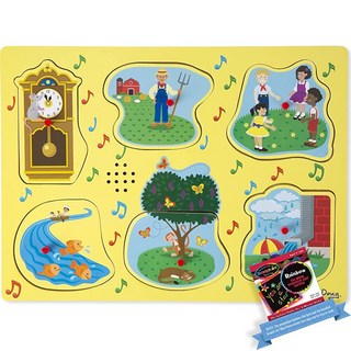 정품++ 멜리사앤더그 Melissa & Doug Sing-Along 동요 1: 6피스 사운드 퍼즐 번들 1개의 테마 호환 M&D 스크린래치 펀 미니 패드 (00735), 정품++ 멜리사앤더그 Melissa & Doug Sin