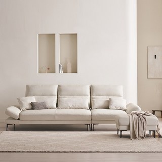 삼익가구 시그니처 천연면피 소가죽 스윙 소파, 02. 4인용 스윙 소파(스툴포함), 아이보리