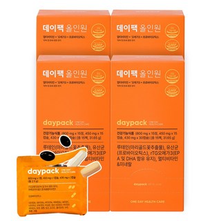 데이팩 올인원 유산균+오메가3+루테인+멀티비타민+미네랄, 15회분, 4개