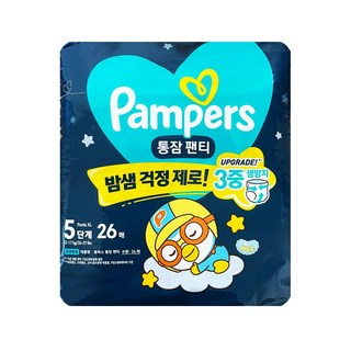 걱정없는 밤기저귀 2024 팸퍼스 통잠 팬티 5단계 26매 1팩, ----------------, 26개