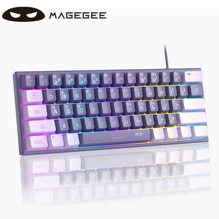 MageGee 60% 미니 멤브레인 USB 키보드 윈도우 맥용 유선 RGB 백라이트 사무용 컴퓨터 61 키 TS91, 1개, Violet, 11) VioletB