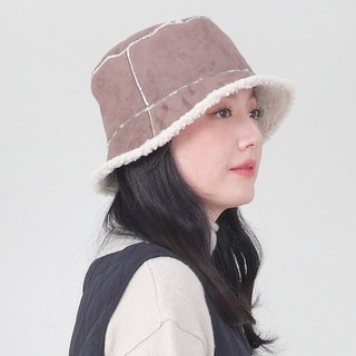 애비뉴투지 무스탕 뽀글이 털 기모 비건 인조 쌔무 스웨이드 느낌 여성 겨울 벙거지 C01552
