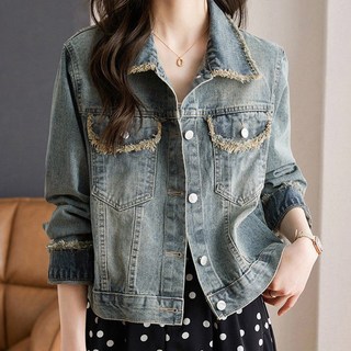 봄가을 여성 워싱 데님자켓 데일리 키작녀 베이직 데일리룩 청자켓 캐주얼 간절기 아우터 숏재킷